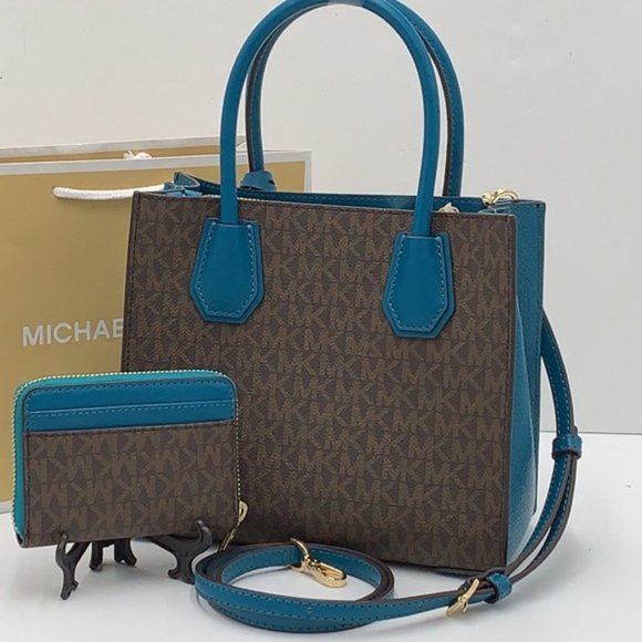 Michael Kors Mercer Md Crossbody Messenger Bag & Jet Set Md ZA Card Case Wallet - Picture 12 of 16